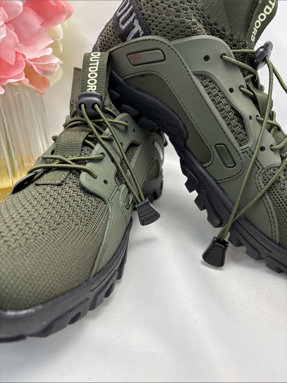 Outdoors Men41/8-8.5 Quick-Drying Anti-Skid Olive‎ Hiking Sneakers #373